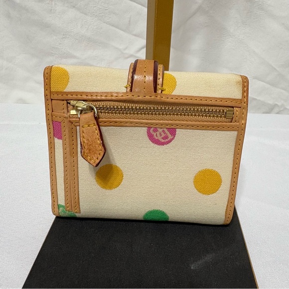 Dooney & Bourke Cream Wallet with Pink and Orange Dots - Picture 4 of 13